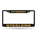 Rico Industries NFL Pittsburgh Steelers Black Black Chrome Frame 12" x 6" Car/Truck Auto Accessory