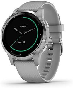 Garmin vivoactive 4S, Smaller-Sized GPS Smartwatch, Features Music, Body Energy Monitoring, Animated Workouts, Pulse Ox Sensors and More, Silver with Gray Band