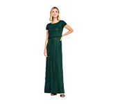 Adrianna Papell Women's Short Sleeve Blouson Beaded Gown Formal Night Out Dress, Dusty Emerald, 16