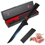 TUO Boning Knife 6" - Flexible Fillet Knife Professional Fish Knives with Black Titanium Plated Blade - Japanese AUS8 Stainless Steel Pakkawood Handle - Dark Knight Series with Sheath & Gift Box