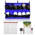 PowerNet On Deck Team Bundle | Includes Hanging Helmet Bag Bat Fence Rack Lineup Pro Board | Great for Baseball and Softball Coaches and Teams | Portable and Lightweight for Traveling (Blue)