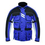 Motorcycle Jacket 6 Pockets Men's Riding Textile Racing Motorbike Hi-Vis Biker CE Armored | Waterproof Jackets (XL, Blue)