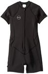 O'Neill Wetsuits Women's Bahia 2/1mm Full Zip Short Sleeve Spring, Black/Black/Black, Size 12