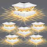 Solar Post Cap Lights Outdoor: 6 Pack Bright 2 Modes LED Solar Fence Deck Lights for 3.5x3.5 4x4 4.5x4.5 5x5 Wooden Posts, IP65 Waterproof Solar Powered Lights for Garden Porch Patio Step Decorations