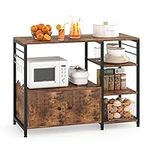 MUTUN 35" Kitchen Baker's Rack, Kitchen Coffee Station, Modern Coffee Bar, Microwave Oven Stand with Storage, 4-Tier Utility Storage Shelves, Brown