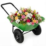 Enlarged Dual-Wheel Wheelbarrow, Easy Loading and Dumping Garden Cart, Heavy Duty Utility Dump Cart for Lawn, Yard, Farm, Gardening & Planting (Bright Green)