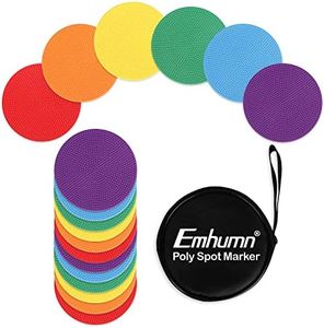 Emhumn 4inch & 9inch Poly Spot Markers for Agility Dot for Gym/PE Training, Dance, 6/12/24 Pcs Round Multiple Color & Size Rubber Non-Slip Spot Marker for Games, Floor Dots and Sport Activities