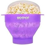 The Original Hotpop Microwave Popcorn Popper, Silicone Popcorn Maker, Collapsible Bowl BPA-Free and Dishwasher Safe- 20 Colors Available (Transparent Purple)