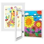 TINGSING 2 Packs 10x12.5 Kids Art Frames, 8.5x11 with Mat, Front Opening Kids Artwork Picture Frames Changeable, Art Storage and Display for Kids Drawings, Artwork, Children Art Projects, Holds 150 (White-2Pcs)