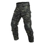 YEVHEV G3 Combat Pants Tactical Trousers Military Apparel Camouflage Clothing Paintball Gear with Knee Pads for Men, Black Camo, 3X-Large