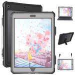 Transy iPad 10.2 Case Black - Waterproof iPad 9th Generation Case 7th 8th 9th Universal Waterproof Case Full Body Protection Bumper Case for iPad 9th 10.2 inches Shockproof Anti-Scratch with Strap Stand Pencil Holder