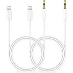 Yuexitech 2 Pack Aux Cable for iPhone in Car 3.5mm Aux Cord Adapter 3.3ft/1m Compatible with Apple iPhone 14 13 12 SE 11 XS Max XR X 8 7 for Car Stereo, Speaker, Headphone, White