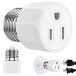 misszone Light Socket 1250W Heat Resistant E26/E27 to 3 Prong Outlet Flame Retardant Easy Installation E26/E27 Bulb Socket Adapter for Garage Porch Basement