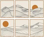 97 Decor Japandi Home Decor - Minimalist Japanese Wall Art, Japandi Style Decor, Mountain Line Art Wall Decor Boho, Minimalistic Posters Japanese Decorations, Rising Sun Bedroom Print (20x25 cm| 8x10 inch UNFRAMED)