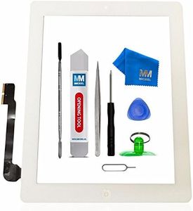 MMOBIEL Digitizer Repair Kit Compatible with iPad 3 (White) Touch Screen Front Display Assembly Incl Home Button Flex Camera Holder and Pre Installed Adhesives with Tool kit