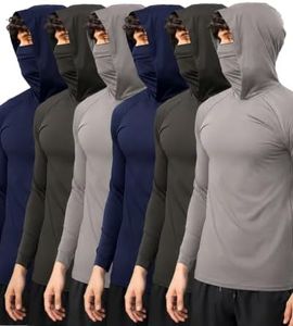 OKP STUDIO 6 Packs Mens Sun Protection Fishing Hoodie with Face Mask
