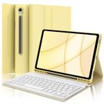 Keyboard Case for Samsung Galaxy Tab S9 FE 5G 10.9 Inch/Galaxy Tab S9 11 inch 2023, Samsung Galaxy Tab S9 with S Pen Holder, Detachable Bluetooth Keyboard, Auto Sleep/Wake, Slim Protective Case Yellow