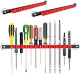 3-H Magnetic Screwdriver Holder,Magnetic Tool Holder Strip,Space Saving Tool Organizer Rack,Tool Magnet Bar for Workshop Garage Home | Fits up to 13 Screwdrivers,14 Inch(2 red)