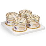Selvel Elegance Rosewood Serving Tray - 4 Pieces (450ml), Tray with Foil Embellishments Unbreakable Blow Elegance Italian White|Serving Tray for Serving Sweets, Chips, Cookies Other Snacks
