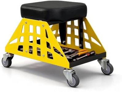 Qnoxlim Heavy Duty Rolling Mechanics Seat,400 LBS Capacity Garage Stool, Tools for Automotive Auto Repair (Yellow)