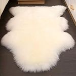 Altlue Real Genuine Sheepskin Rugs Natural Fur Rug Full Sheepskin Rug Authentic Sheepskin Throw Sheepskin Seat Covers for Chairs Sheepskin Seat Pad Cushion White (70X100cm)