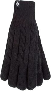 HEAT HOLDERS Women's Willow Fleece-Lined Thermal Gloves - Stay Cozy in Cold Weather (Black, Medium/Large)