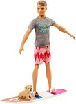 Ken Doll with Puppy and Surfboard