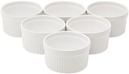 Juvale 6 Pack White Ceramic Ramekins 8 oz, Oven-Safe for Baking, Creme Brulee, Souffle