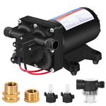YOUNGTREE RV Fresh Water Pressure Pump 12V 5.5GPM 70PSI, On Demand Self Priming Water Pump 12Volt include 3/4" Garden Hose Adapters for Yacht Agricultural Irrigation Spraying Kitchen