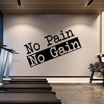 Extra Large Gym Wall Decal | No Pain No Gain Inspirational Wall Sticker Quote | 2 ft x 4 ft Huge Art Decoration | Big Vinyl Lettering Motivation Home Gym | Workout Fitness Exercise Sign (Black)