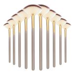 Amaxiu Fan Brushes for Facials, Ultra Slim Soft Facial Fan Applicator Brushes Professional Blending Makeup Brush with Comfortable Wood Handle for Mask Mud Cream Makeup Esthetician(10 Pcs, Wooden)