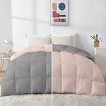 Razzai 500 GSM Winter Comforter Premium Collection Quilted Revesible Comforter (90" x 90" Inches/228cm x 228cm) - Queen Size Comforter|Silver/Peach