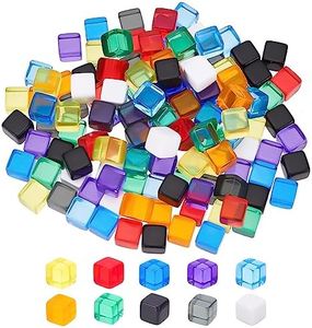 BENECREAT 140 Pz 10 Colori 7.5mm Dadi Vuoti Dadi in Acrilico Cubi Colori Assortiti Perline Senza Fori con Scatola di Immagazzinaggio, Favore del Partito, Insegnamento