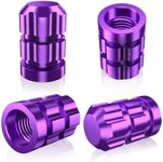 QUARKACE Tire Valve caps, Universal Valve Stem Caps for Car, Motorcycle and Bike, Non-Fading Bright Color, Corrosion Resistant Coating, Air Leakproof Metal Tire Caps 4 Pack - Purple