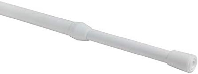 Extra Long Spring Loaded Tension Rod - 154-250cm - White - Metal - 13mm Diameter - For Voiles & Net Curtains