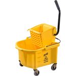 Genuine Joe GJO60466 Splash Guard Mop Bucket/Wringer, 6.50 gallon Capacity, Yellow