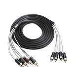 RECOIL PCI412 Premium 100% Oxygen Free Copper 12ft 4-Channel RCA Audio Interconnects Cable 4X RCA Male to 4X RCA Male Double Shielded with Noise Reduction