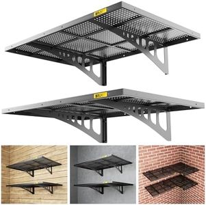 Brukid 2-Pack 2x3ft Adjustable Rail Type Wall Shelves Garage Storage Racks, Suitable for Garage, Storage Room, Kitchens Wall Mounted Floating Shelf (Black)