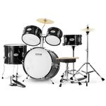 VEVOR Kids Drum Set, 5-Piece, 16 in Beginner Full Drum Set with Bass Toms Snare Floor Drum Adjustable Throne Cymbal Hi-Hat Pedal and Two Pairs of Drumsticks, Starter Drum Kit for Child Kids, Black