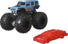 Hot Wheels Monster Trucks, 1:64 Scale Die-Cast Toy Truck and 1 Crushable Car, Giant Wheels and Stylized Deco, FYJ44