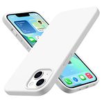 CellEver Silicone Case for iPhone 13, Slim Shockproof Phone Cases Covers with Soft Touch Microfiber Lining Cushion (White)