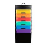 Hanging File Organizer, 6 Colored Magazine Storage Pockets Chart, Letter-Sized Cascading Wall Organizer Holder for Teacher, Office, Classroom, School Organisation