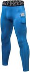 TOPTIE Compression Cool Dry Sports Tights Pants Baselayer Running Yoga Leggings-Azure-L