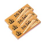 Zig-Zag – Unbleached Pre Roll Cones, 3 Booklet Pack – 1¼ Size, Slow Burning, 6 Cone Packs, 100% Natural Gum Arabic, No Bleach, Authentic – Made in Spain, Qualité Supérieure since 1879