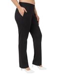 Mlada Straight Fit Cigarette Pencil Pants Elastic Waist Band Mid High Waist Formal Office Trousers for Women, Pockets for Travel Stretch Cotton Knit Full Length Regular/Plus Size - Black, M