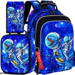 UFNDC 3PCS Backpack for Girls with Lunch Box,16”Kids Sequin Bookbag with Lunch Box, School Bag for Elementary Toddler, 16” Upgraded Dinosaur Astronaut New, One Size, 3pcs Boys Backpack Set