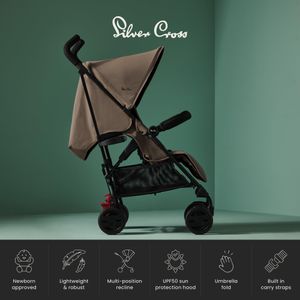 Silver Cross Pop 2 Stroller – Lightweight Pushchair, Cobble Grey