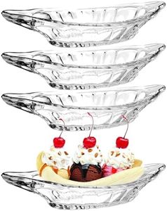 binsakao Banana Split Bowls Dishes, Glass Ice Cream Bowls Sundae Bowls, Dessert Dishes Fruit Plat Clear 4 Set 180ml