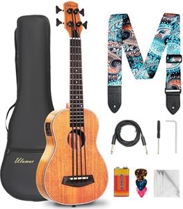 Ulumac Electric Bass Ukulele, 30 inch Mahogany Ubass for Professionals Beginner with Gig Bag Picks Wrench, P001B