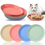 HMDZMR 8 Pieces Whisker Fatigue Cat Bowl, 6 Inch Shallow Cat Food Dish Wide Cat Wet Feeding Bowls, Wheat Straw Pet Plate for Kittens and Short Legged Cat